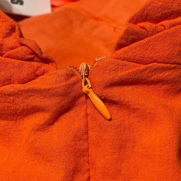 New Saints + Secrets Halter Mini Dress Tangerine S Small Layered Hem Cotton - Picture 10 of 10